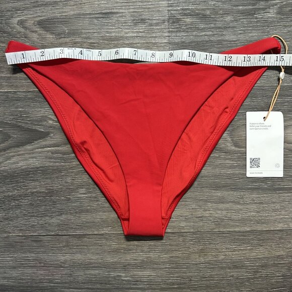 NWT Quince Small Italian V Neck Bikini Low Rise Bikini Bottom Cherry Red - Picture 7 of 8